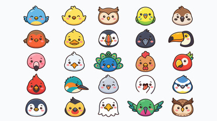 Collection of diverse cute bird icons © ImamBombo