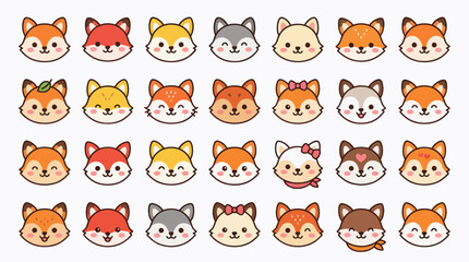 Fototapeta premium Cute animal faces collection