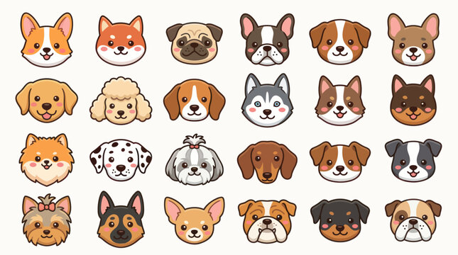 Collection of diverse dog faces