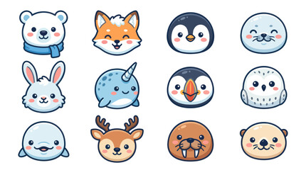 Cute arctic animal icons © Jean