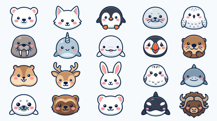 Cute arctic animal icons set © Jean