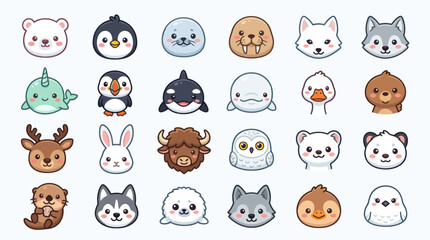 Cute arctic animal icons © Jean