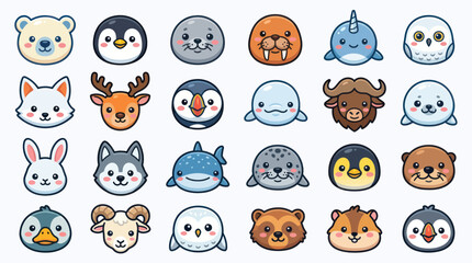 Cute animal faces collection arctic wildlife © Iyan