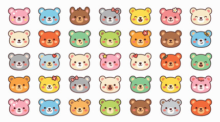Fototapeta premium Cute bear faces collection