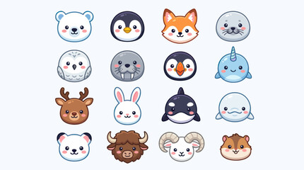 Cute animal faces collection vector art © Iyan