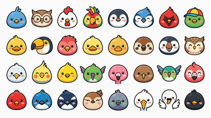 Cute bird faces collection © Jean