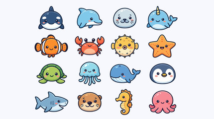 Cute cartoon marine animal collection © KingShawn