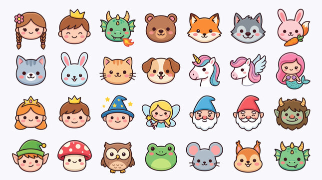 Cute cartoon characters collection