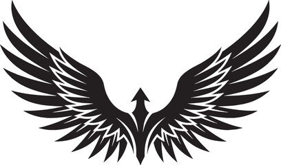 Obraz premium Black eagle wings emblem symbol design isolated on a plain background for creative projects and graphic logos isolated on transparent background, Vector
