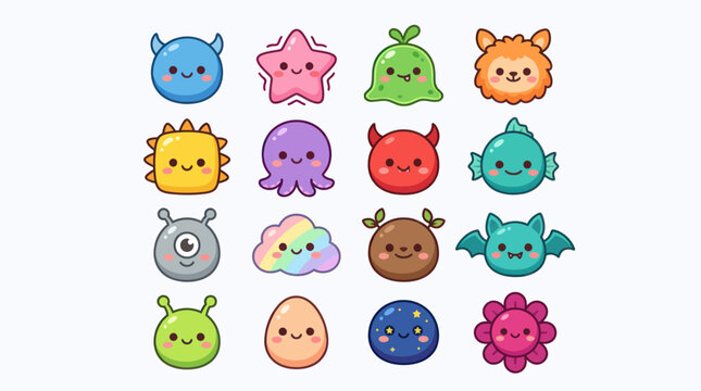 Cute cartoon monsters and creatures collection