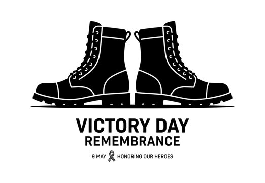 Military boots icon for victory day remembrance celebration design with text honor our heroes isolated on transparent background, Vector