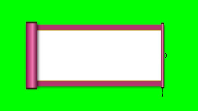 Pink traditional scroll unrolling to reveal a blank white space for text