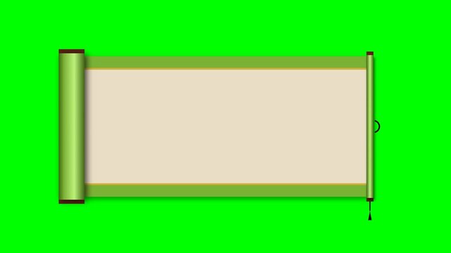 Japanese scroll opening animation with blank paper for custom text or design