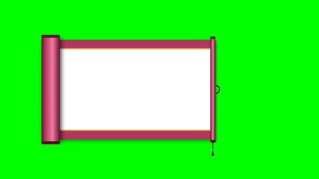 Chinese scroll opening animation with blank white paper for custom text