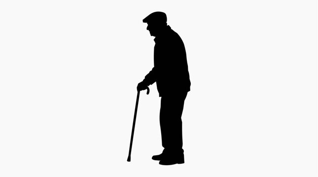 Silhouette of an old man with a cane, representing age and wisdom.