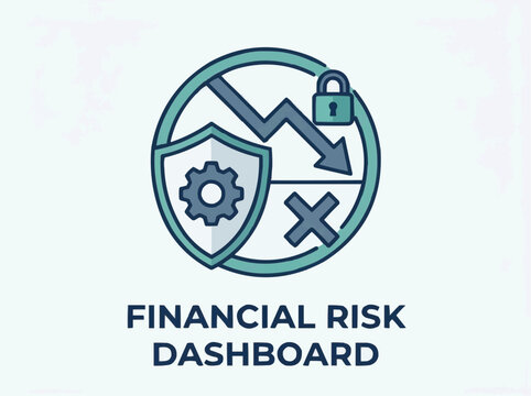 Financial risk dashboard icon for concept of financial stability and security.