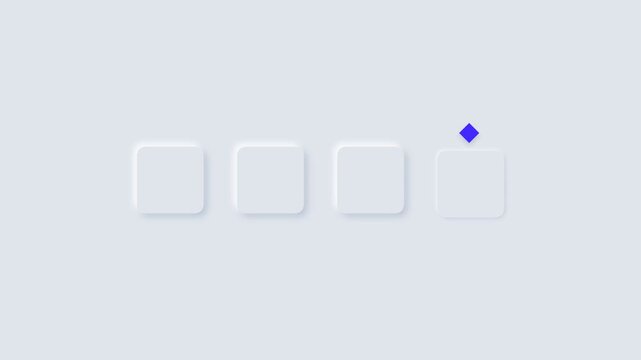 Neumorphism loading animation with a blue diamond moving across white squares