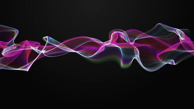 Fantastic video animation with particle wave object in slow motion, 4096x2304 loop 4K