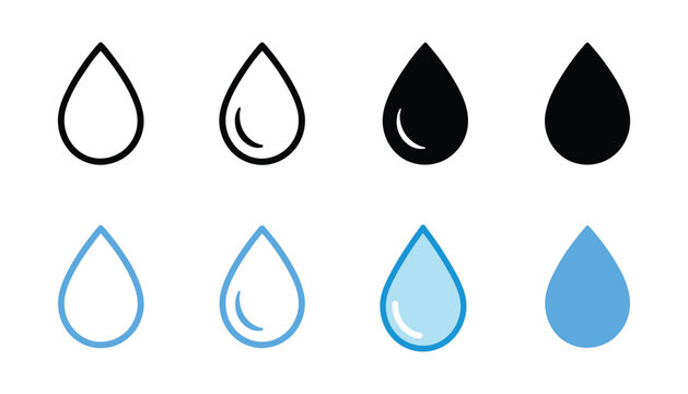 Waterdrop Vector Icon Set with Rain Drop, Liquid Logo, Blue Droplet Symbol, Oil Splash, Tear Mark and Water Drop Vector Design