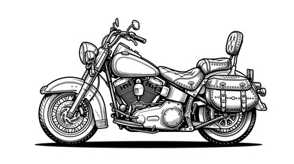 Classic cruiser motorcycle sketch on white background. © Agung
