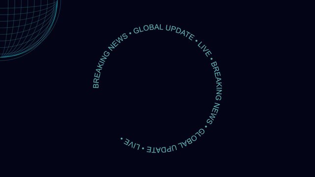 Breaking news global update live broadcast motion animation 4k background, with rotating digital, globe for television, media production