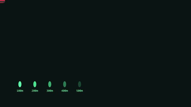 Distance markers progress bar animation with incremental meter labels for infographics and data visualization 4k