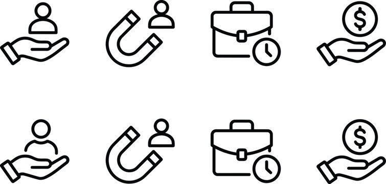 Set of business and technology icons including