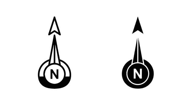 Vector illustration of north arrow icons set, compass direction signs for maps on a transparent background