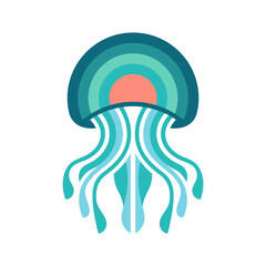 Fototapeta premium Vibrant Teal Jellyfish Ocean Creature.