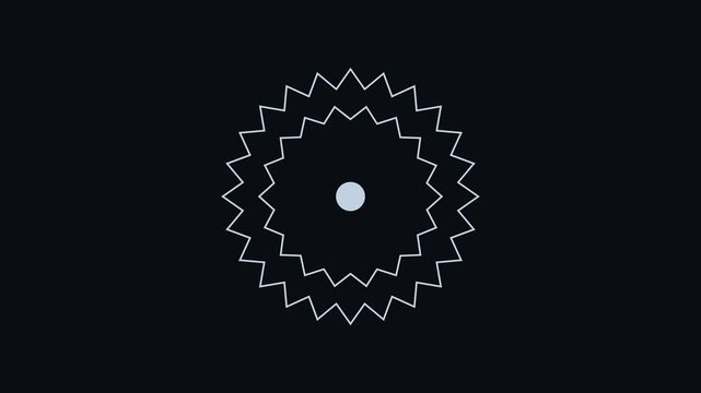 Minimalist concentric starburst shape animation with pulsing center dot 4k motion geometric