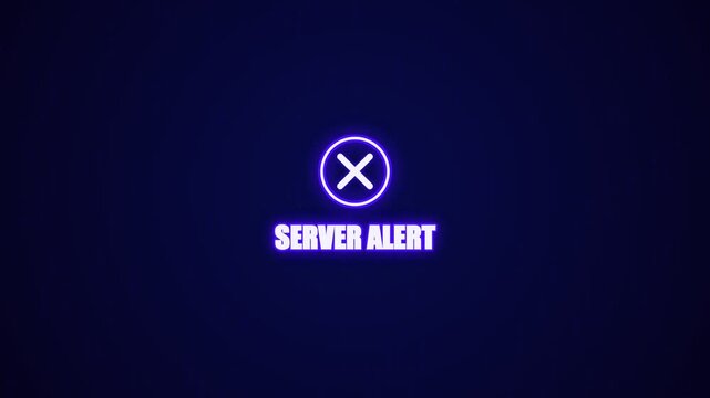 Server alert notification with glowing blue cross icon for digital system error