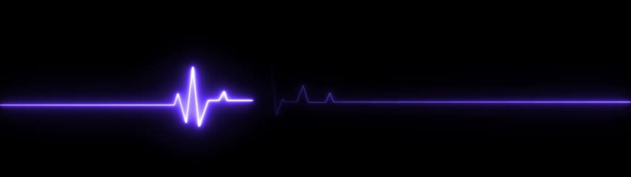 heart beat line animation on black background.  medical concept Abstract glowing white heartbeat signal icon animation video. love border in hart .on the black background