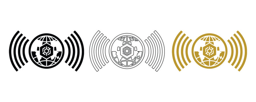 CBDC global payment and digital currency transaction vector icon set