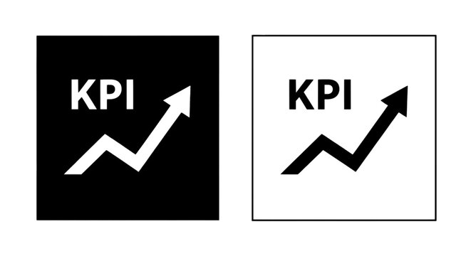 Vector illustration of kpi icon set, key performance indicator vector symbols with rising trend arrow on a transparent background