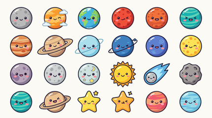 Cute cartoon planets and celestial bodies collection © Lexxa