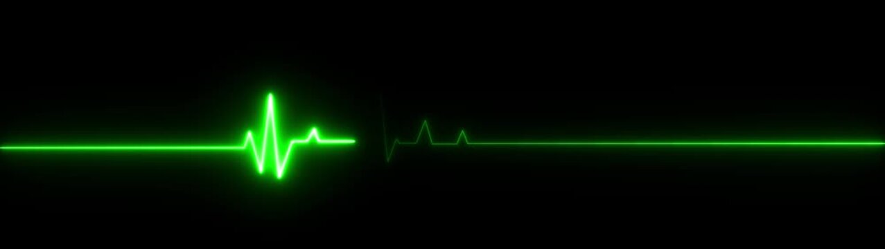 heart beat line animation on black background.  medical concept Abstract glowing white heartbeat signal icon animation video. love border in hart .on the black background