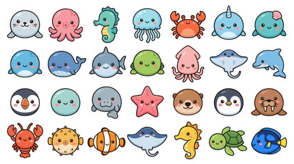 Cute cartoon sea creature collection © Lexxa