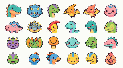Cute dinosaur faces collection © Miko