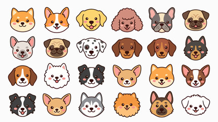 Fototapeta premium Cute dog faces collection