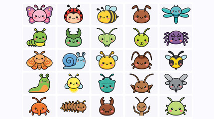 Fototapeta premium Cute insect collection cartoon style