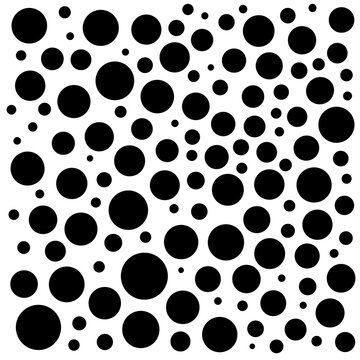 Printable pattern of black circles of various diameters on a transparent background