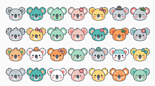 Cute koala faces collection
