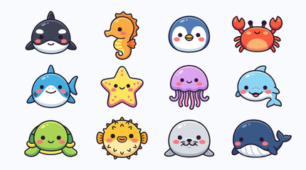 Cute ocean animal collection illustration © Verilux