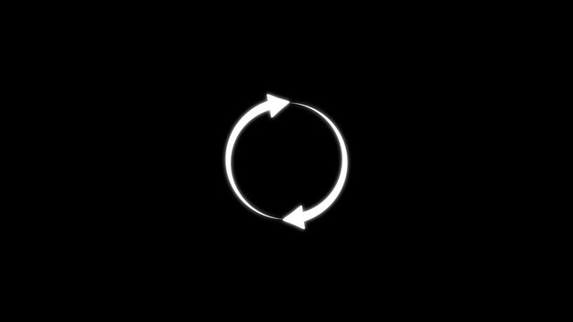 Circle arrow refresh and reload icon animation with loading progress on white background.  4k video animation seamless loop