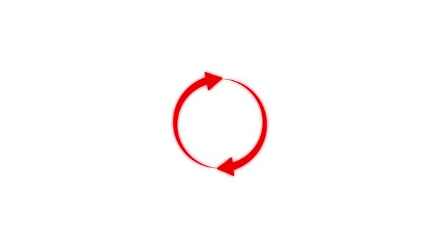 Circle arrow refresh and reload icon animation with loading progress on white background.  4k video animation seamless loop