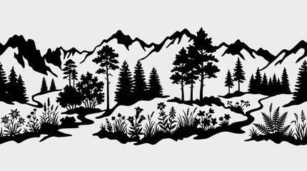 Fototapeta premium Mountain landscape with trees and stream