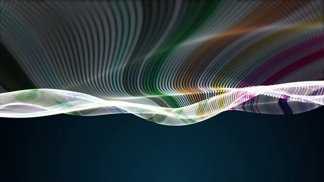 Fantastic video animation with particle wave object in slow motion, 4096x2304 loop 4K