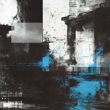 Black white and blue grunge texture for urban poster, music cover and contemporary branding design