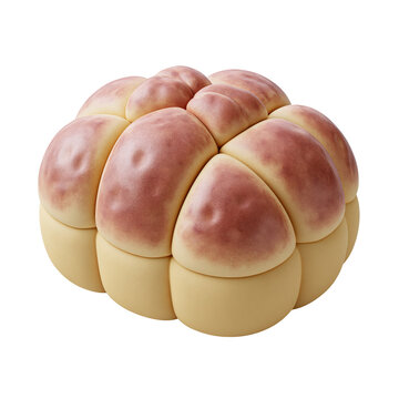 Fresh brioche bun with soft matte clay texture isolated on transparent background for bakery food design and menu layout or kitchen artwork concept