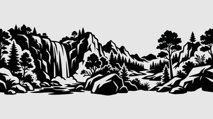 Mountain waterfall landscape © Riski